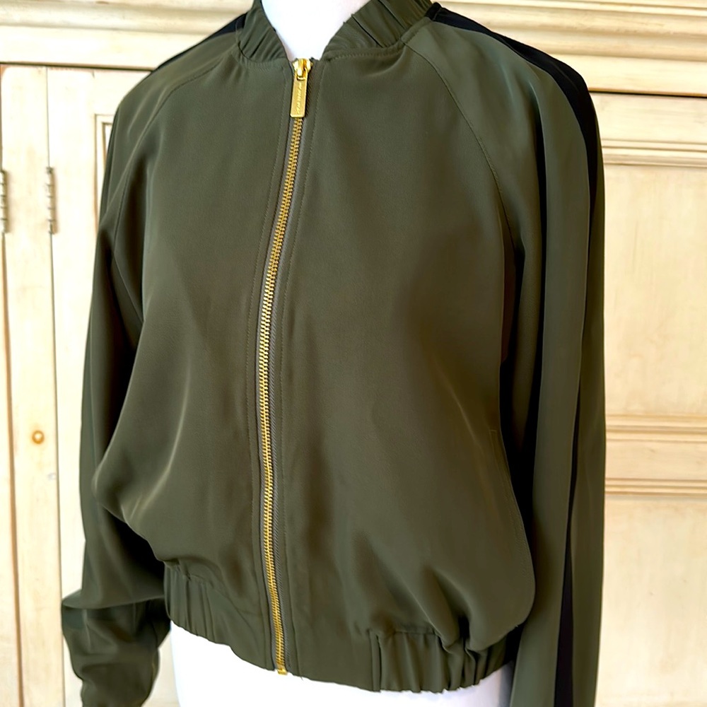 Olive green lightweight bomber jacket
